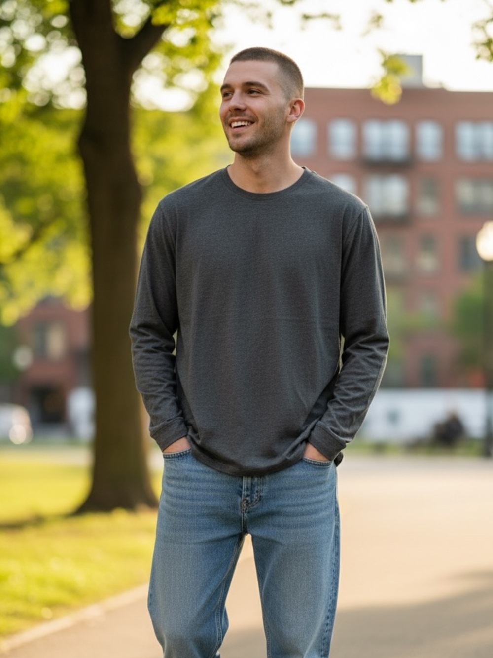 Old Navy // Men's // Long Sleeve Crewneck Shirt // Dark Gray